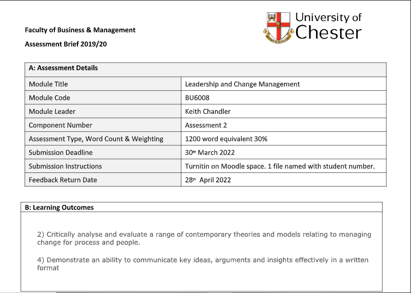 BU6008 Leadership and Change Management Assignment Sample 1