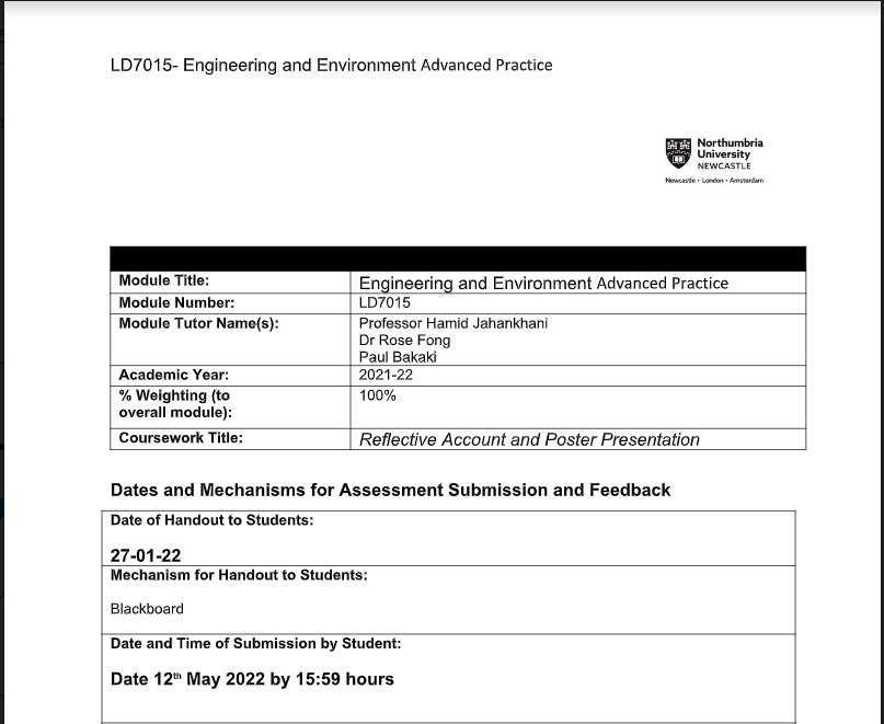 LD7015 Engineering and Environment Advanced