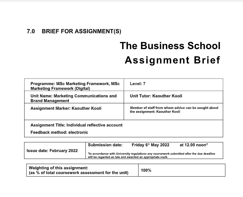 Individual reflective account Best Assignment Sample