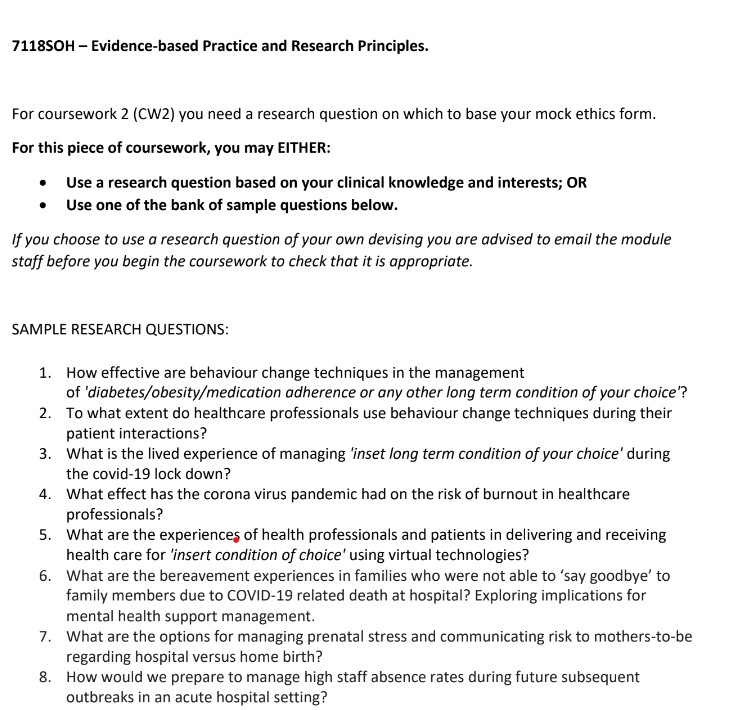 7118SOH – Evidence-based Practice and Research Principles Assignment Sample 2024